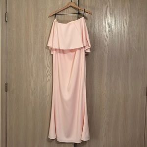Blush pink strapless bridesmaid dress